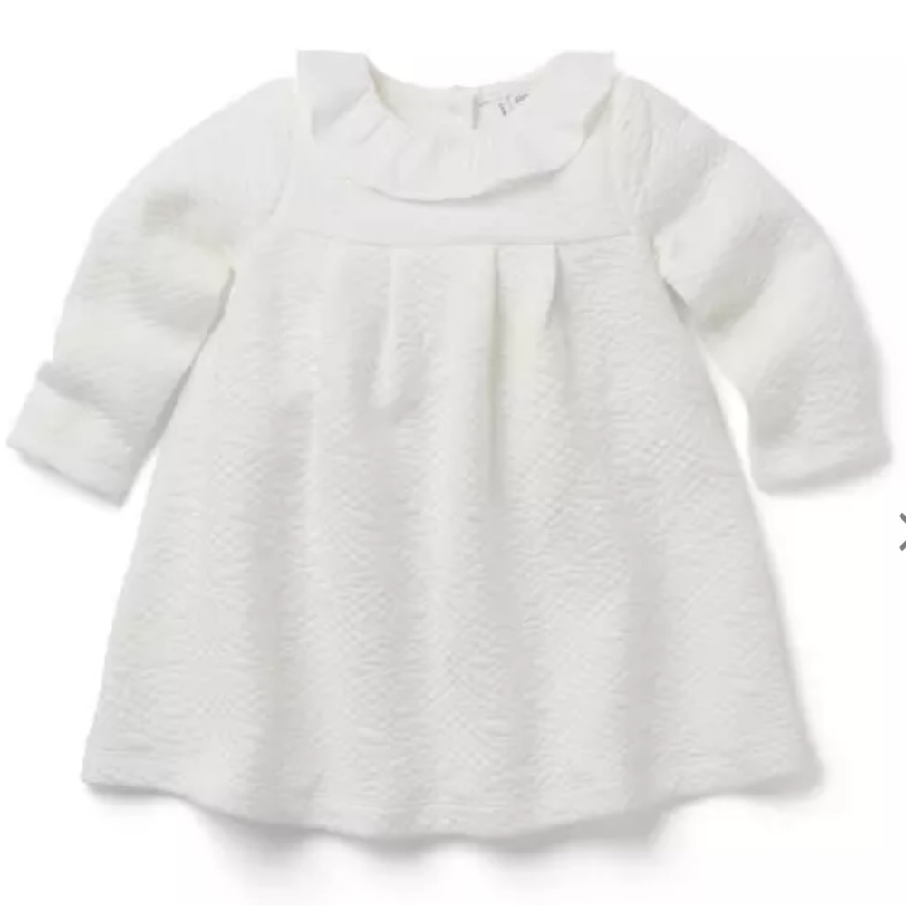 Janie & Jack White Baby Quilted Ruffle Collar Dress Size 18 - 24 months